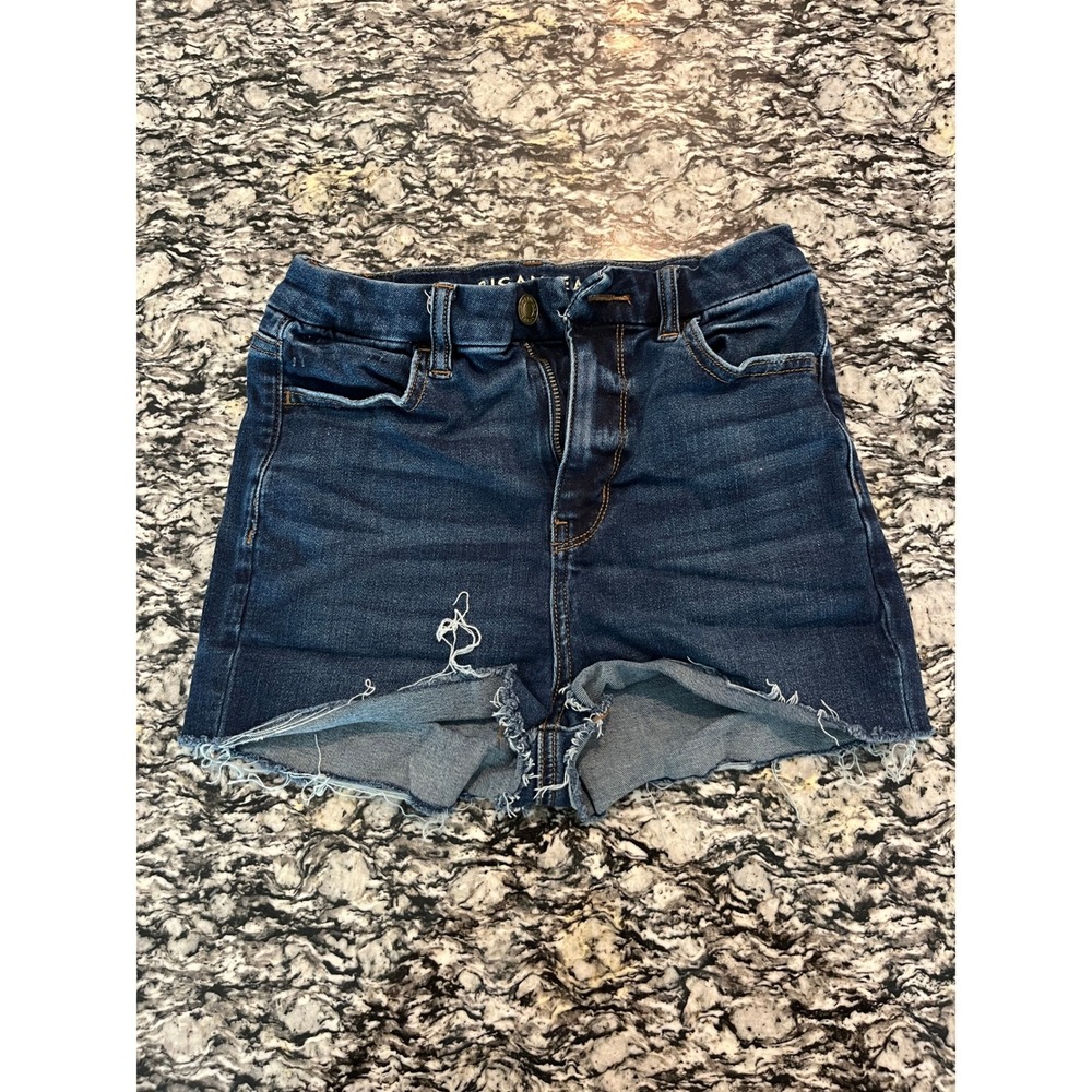 American Eagle Ne(x)t Level Stretch Denim‎ Shorts Dark Wash Raw Hem Size 0